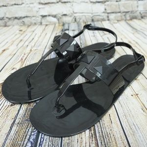 Elie Tahari Rubber Jellies Flip Flop Black Thongs
